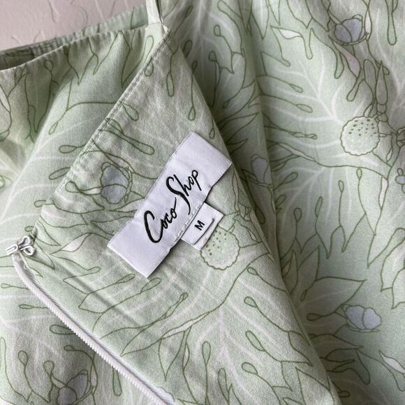 Coco Shop Nicole Dress Breadfruit Sage Green Cotton Sleeveless Maxi Dress Size M - Picture 6 of 12